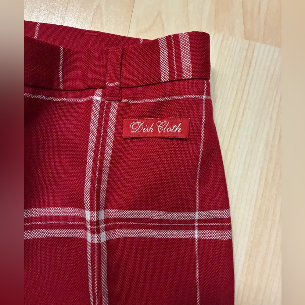 Moschino 80’s Dish Cloth wool red Plaid Women’s cropped Leg Pants - Picture 16 of 16